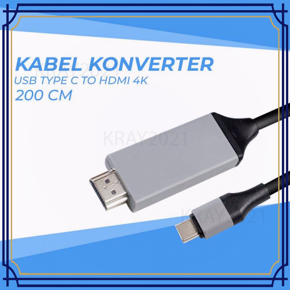 Jual Kabel Konverter Usb Type C To Hdmi K Meter Hd Shopee Indonesia