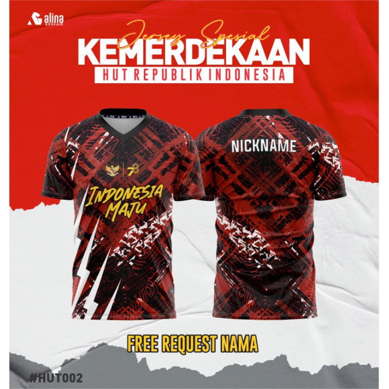 Jual Jersey HUT RI 78 Full Print Kaos Kemerdekaan Agustusan Dirgahayu