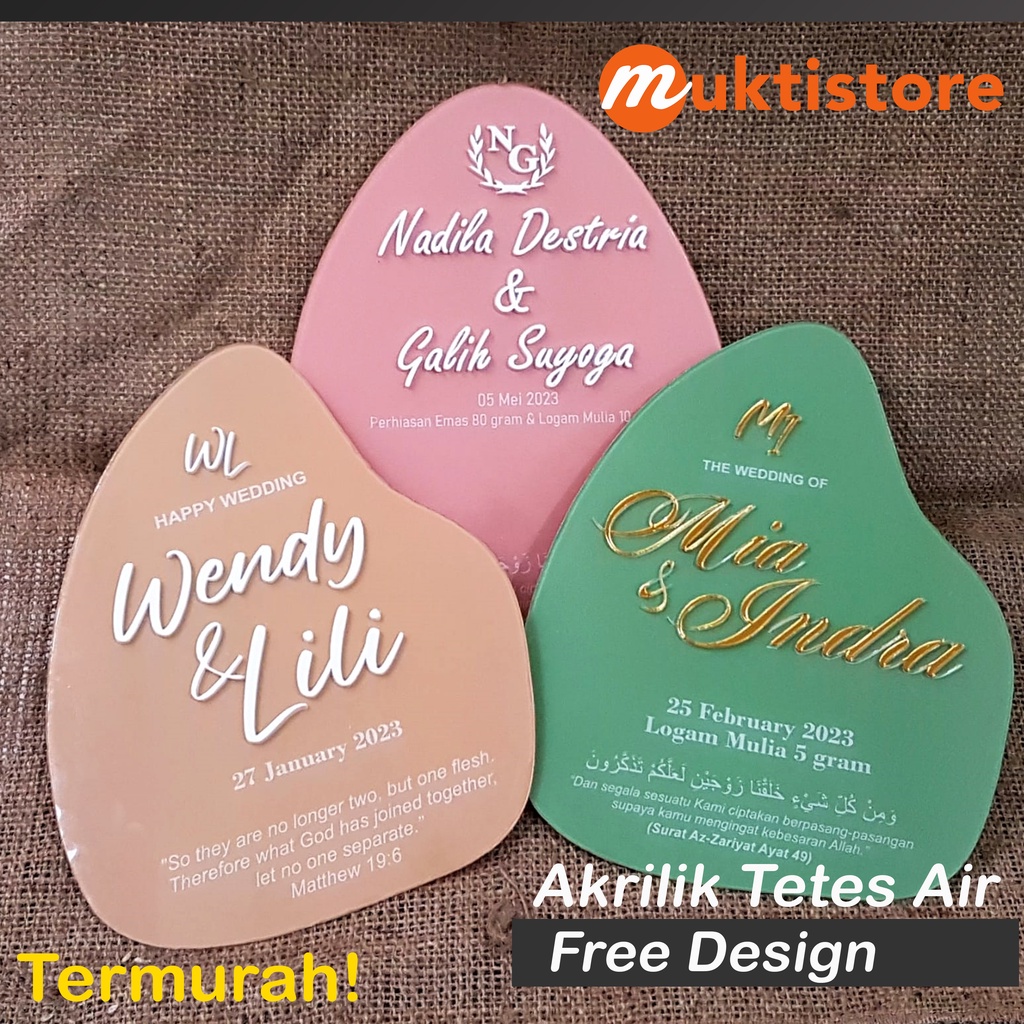 Jual Akrilik Brush Tetes Air Hiasan Mahar Akrilik Papan Nama Akrilik