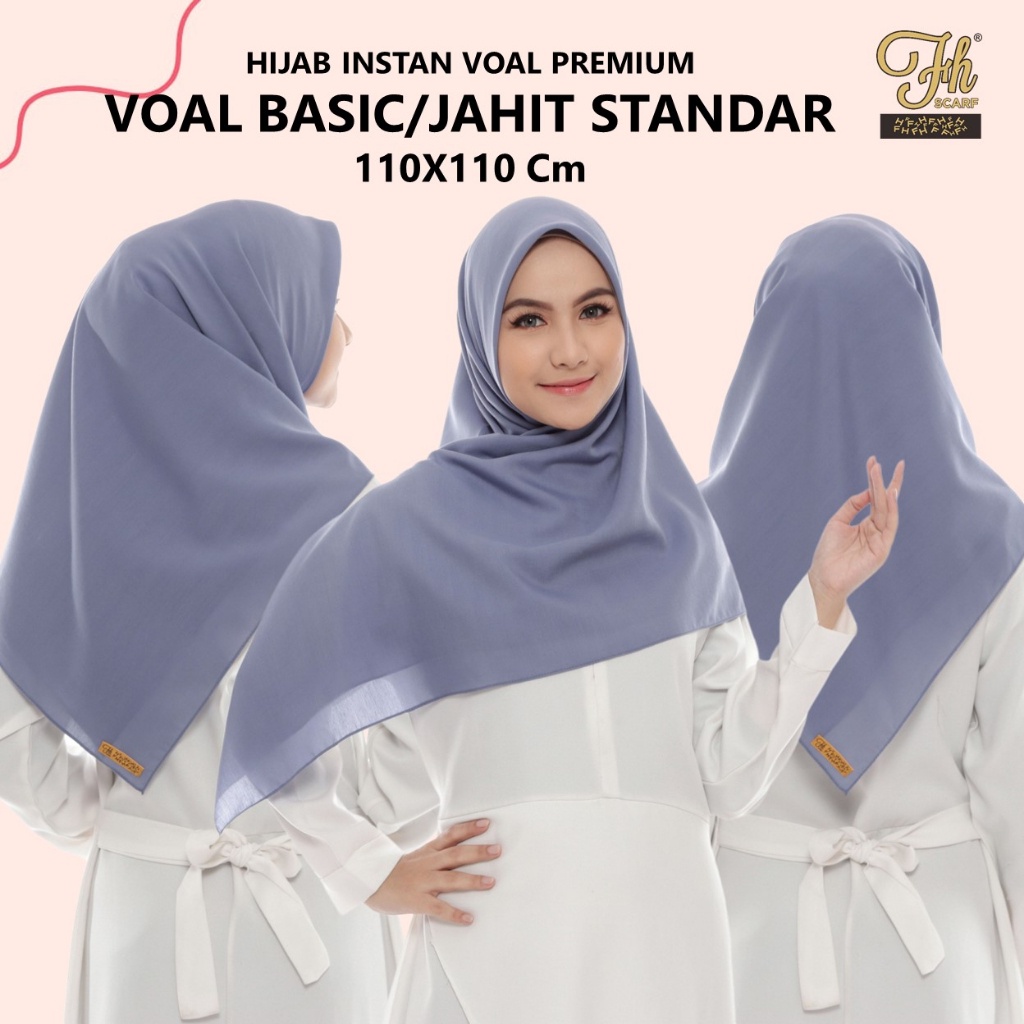 Jual Kerudung Hijab Jilbab Simple Segi Empat Polos Voal Basic Remaja