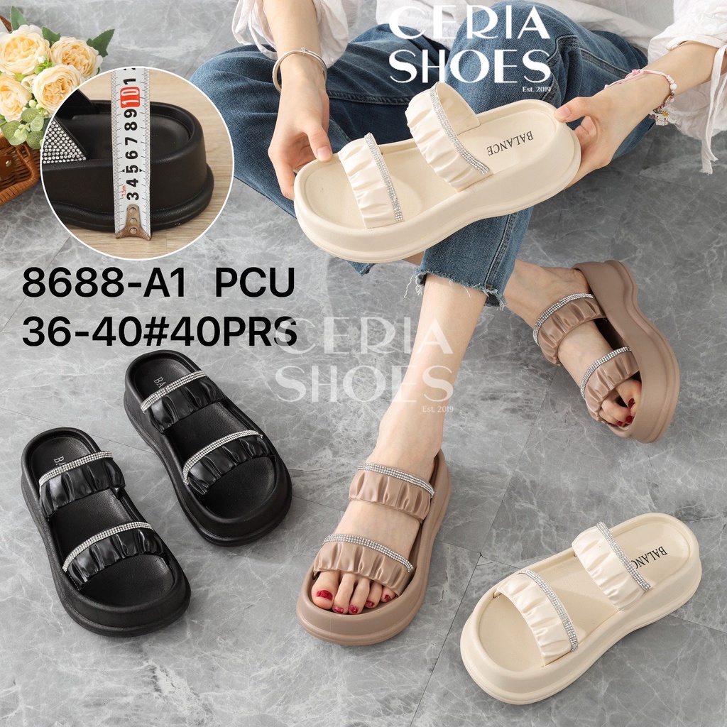 Jual Sandal Slop Wedges Wanita Slip On Karet Jelly Premium Import Sol