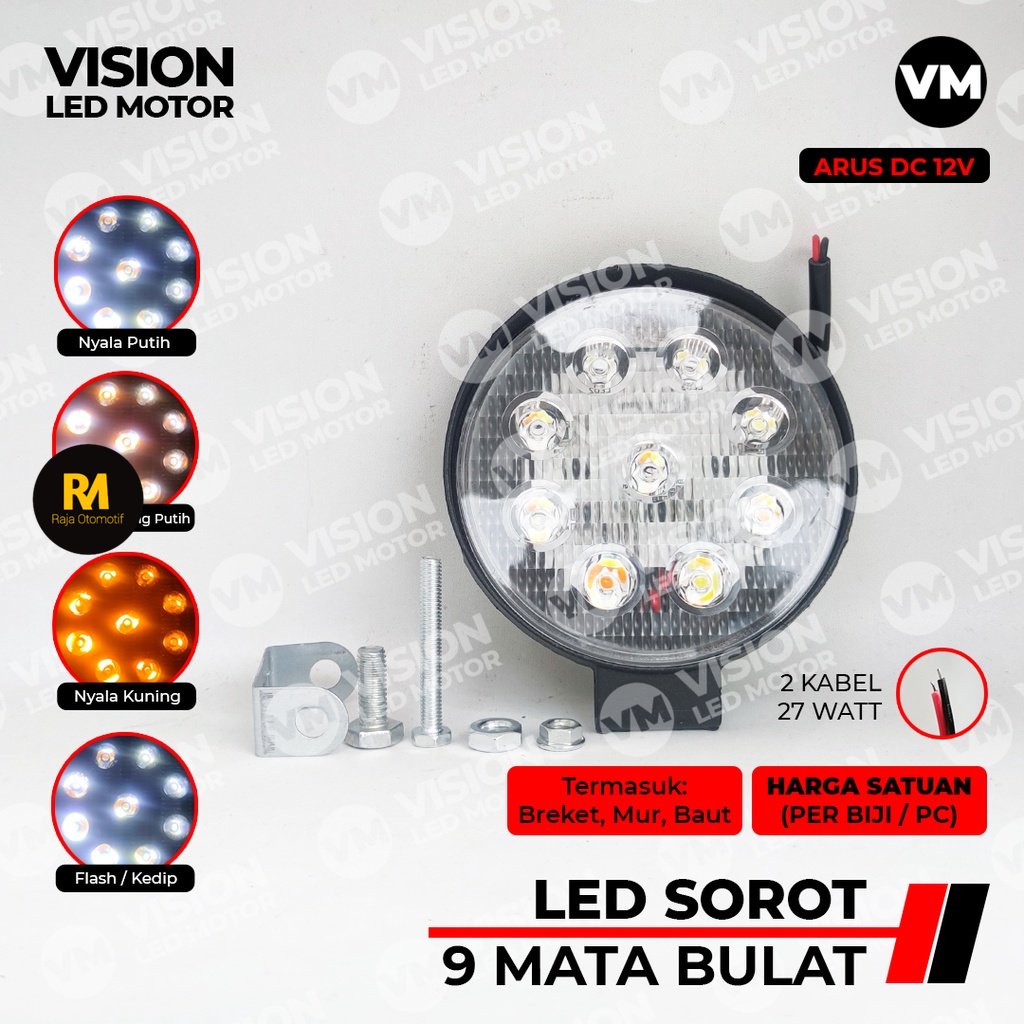 Jual Led Sorot Tembak Worklight Titik Mata Bulat Mobil Motor Offroad