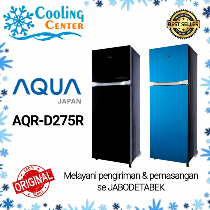 Jual KULKAS AQUA JAPAN AQR D275 INVERTER LEMARI ES 2 PINTU NO FROST 275