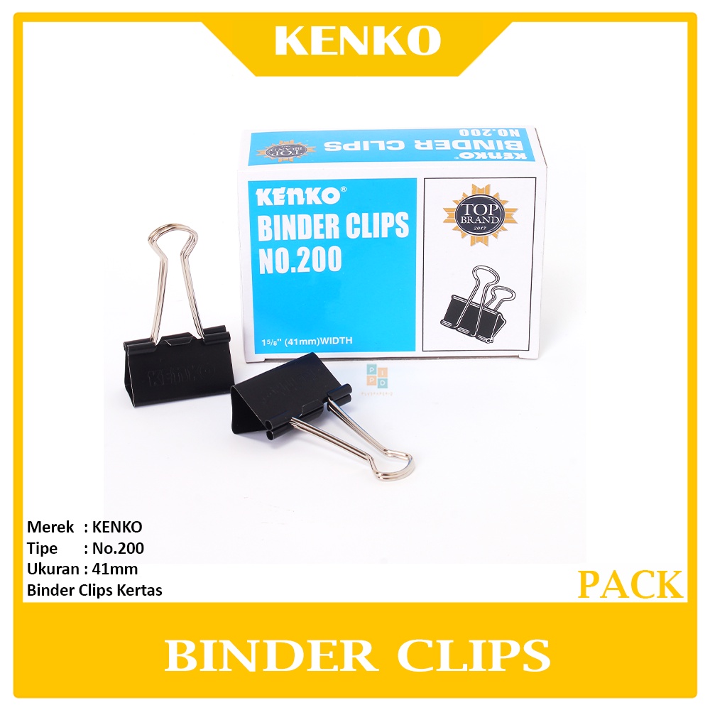 Jual KENKO Binder Clip No 200 Penjepit Klip Kertas Dokumen File Besar