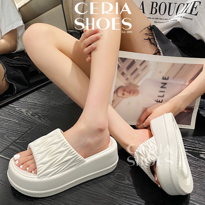 Jual Sandal Slop Wedges Platform Wanita Korean Tinggi 7 Cm Bahan EVA