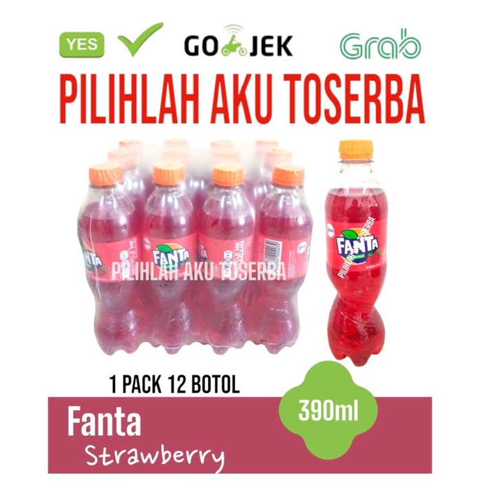 Jual Fanta Strawberry BOTOL PET 390 Ml HARGA 1 PACK ISI 12