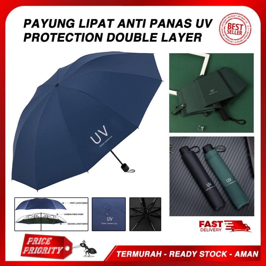 Jual Payung Lipat Protection Anti Sinar Uv Panas Matahari Waterproof