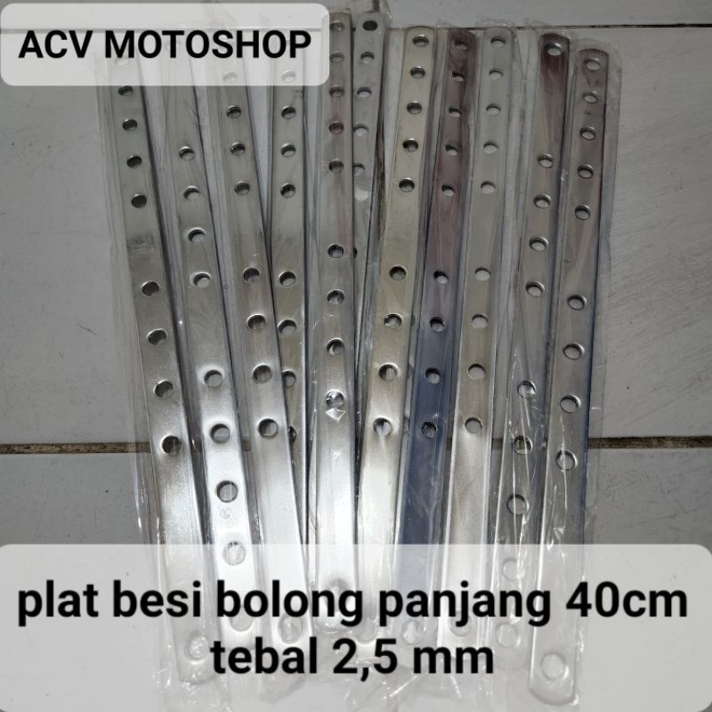 Jual Plat Besi Bolong Tebal Chrome Universal Panjang 40cm Tebal 2 5mm