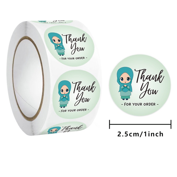 Jual Sticker Terima Kasih Thank You Edisi Hijab Kartun Diameter Cm