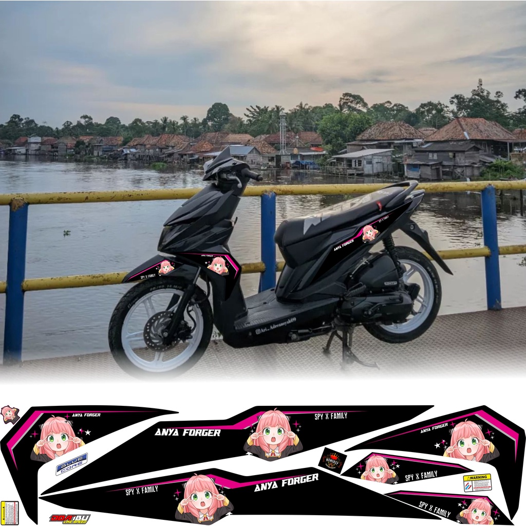 Jual Cod Sticker Striping Honda Beat New Esp Anya Karakter Cute Kawai