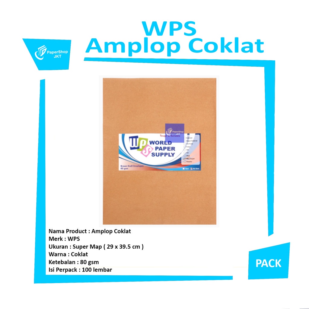 Jual WPS Amplop Coklat Ukuran Super Map Non Seal Pack Shopee Indonesia