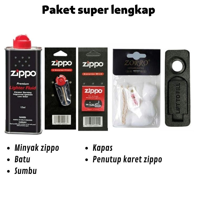 Jual Bisa Cod Paket Komplit Minyak Zippo Batu Zippo Sumbu Zippo