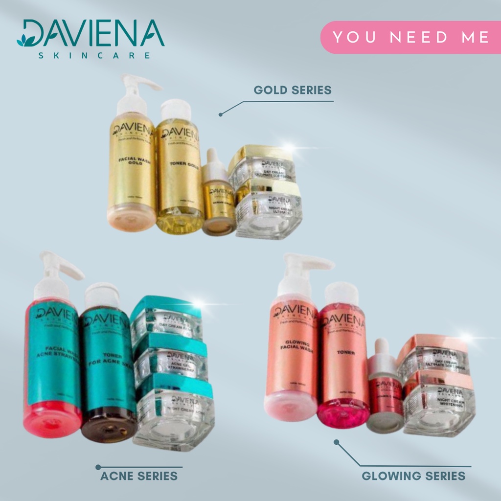 Jual DAVIENA SKINCARE GLOWING SERIES ACNE SERIES GOLDSERIES