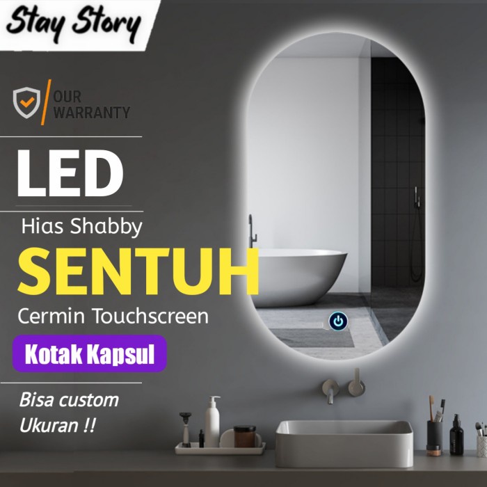 Jual Cermin Wastafel Kamar Mandi Led Touch Screen Kaca Toilet Kapsul