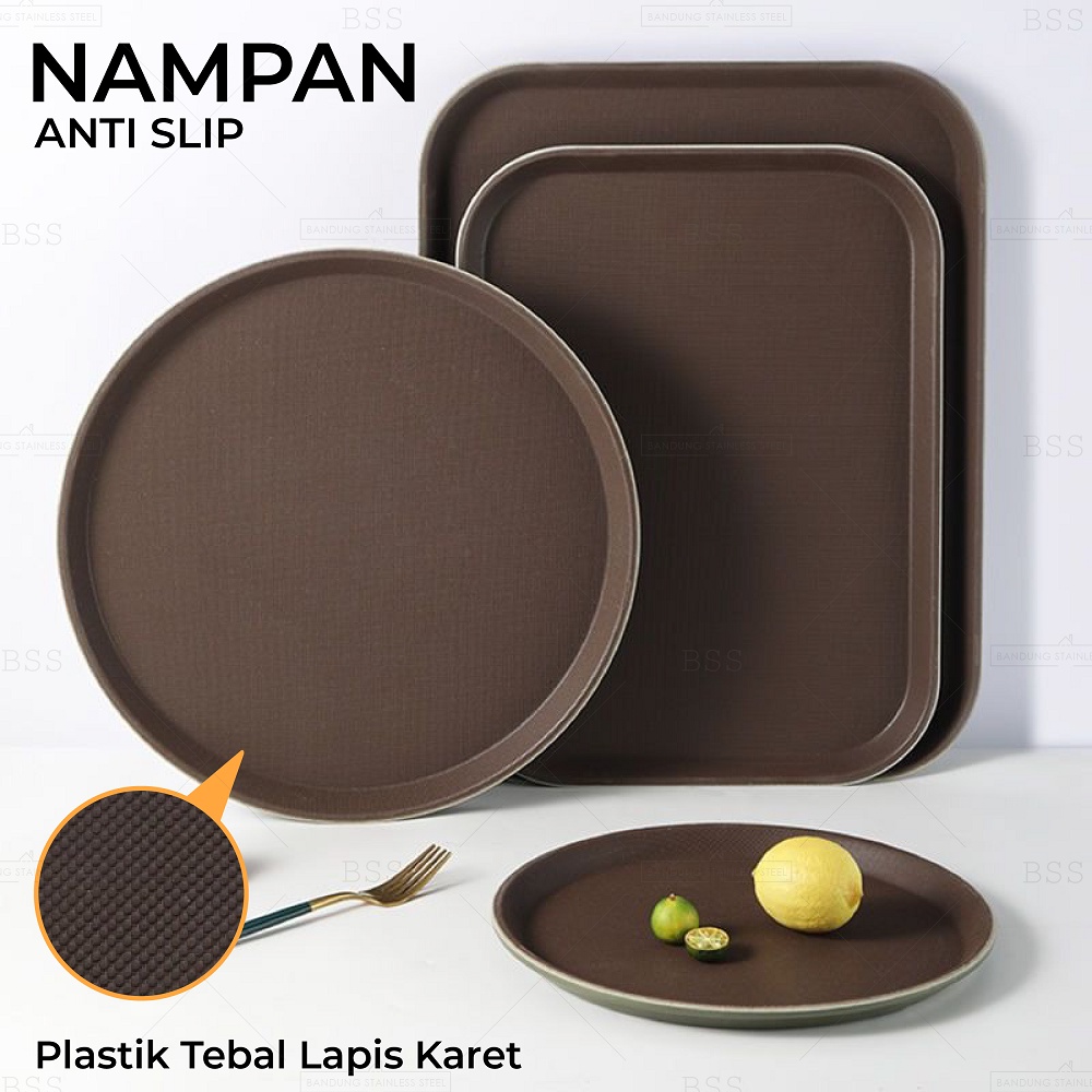 Jual Nampan Saji Hotel Anti Slip Medium Size Tray Bulat Kotak Makanan