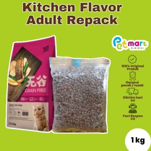 Jual Makanan Kucing Kering Dewasa Kitchen Flavour Adult Repack Dry Food