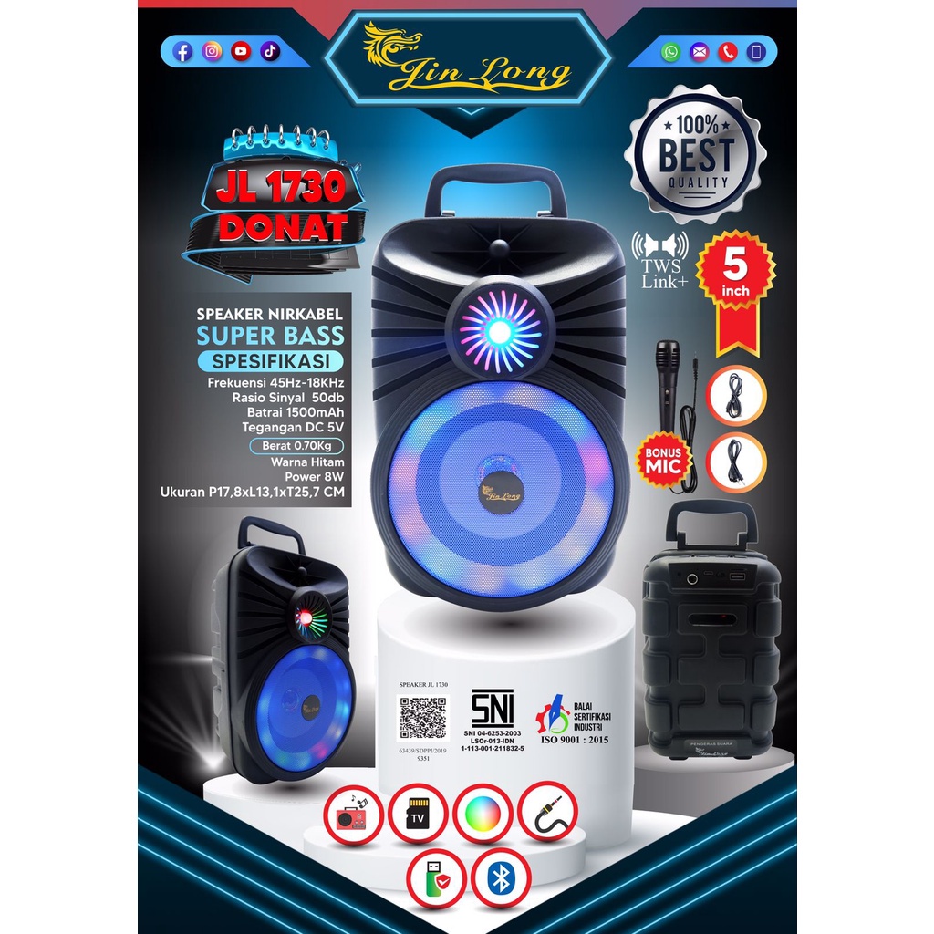 Jual Speaker Inch Bluetooth Jinlong Jl Donut Mic Devan