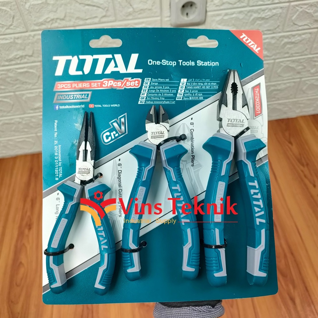 Jual Tang Set Tang Potong Lancip Kombinasi 3pcs Pliers Set TOTAL