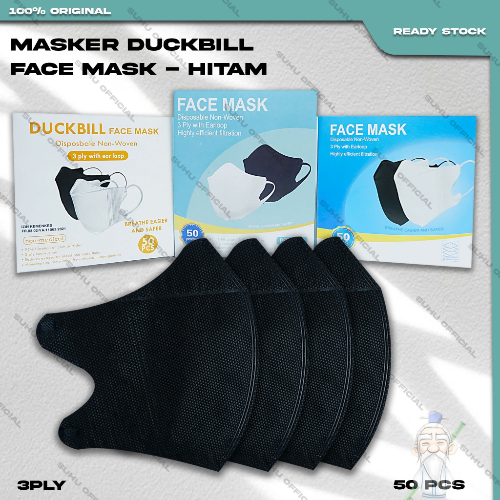 Jual Masker Duckbil Alkindo Isi Pcs Putih Hitam Abu Warna Duckbill