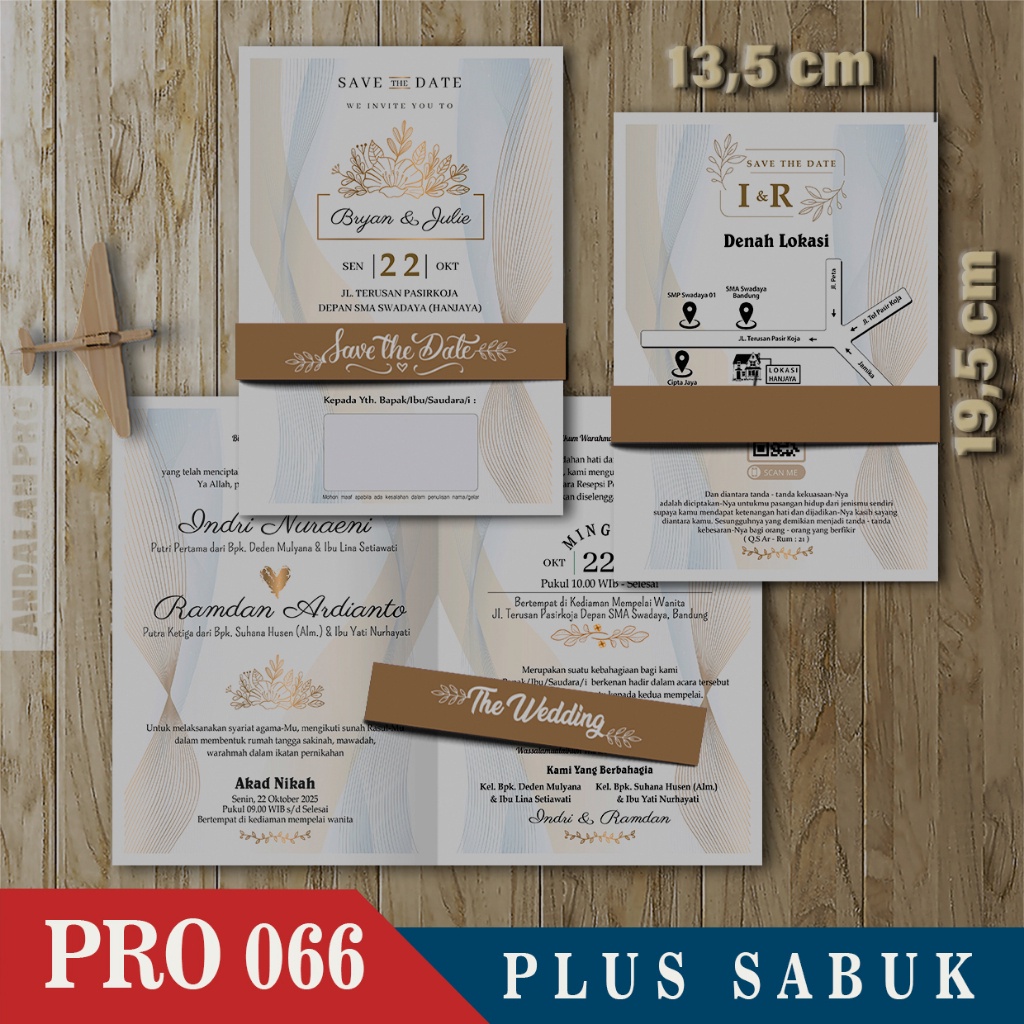 Jual Kode Toko S13 50 Desain Undangan Lipat 2 Plus Sabuk Bahan