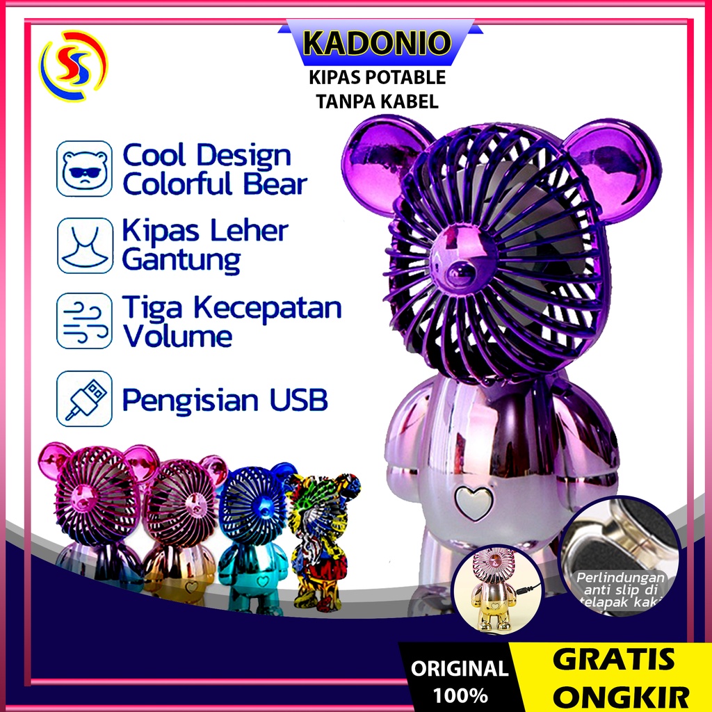 Jual Kadonio Kipas Angin Mini Portable Karakter Bearbrick Meja Usb Cas