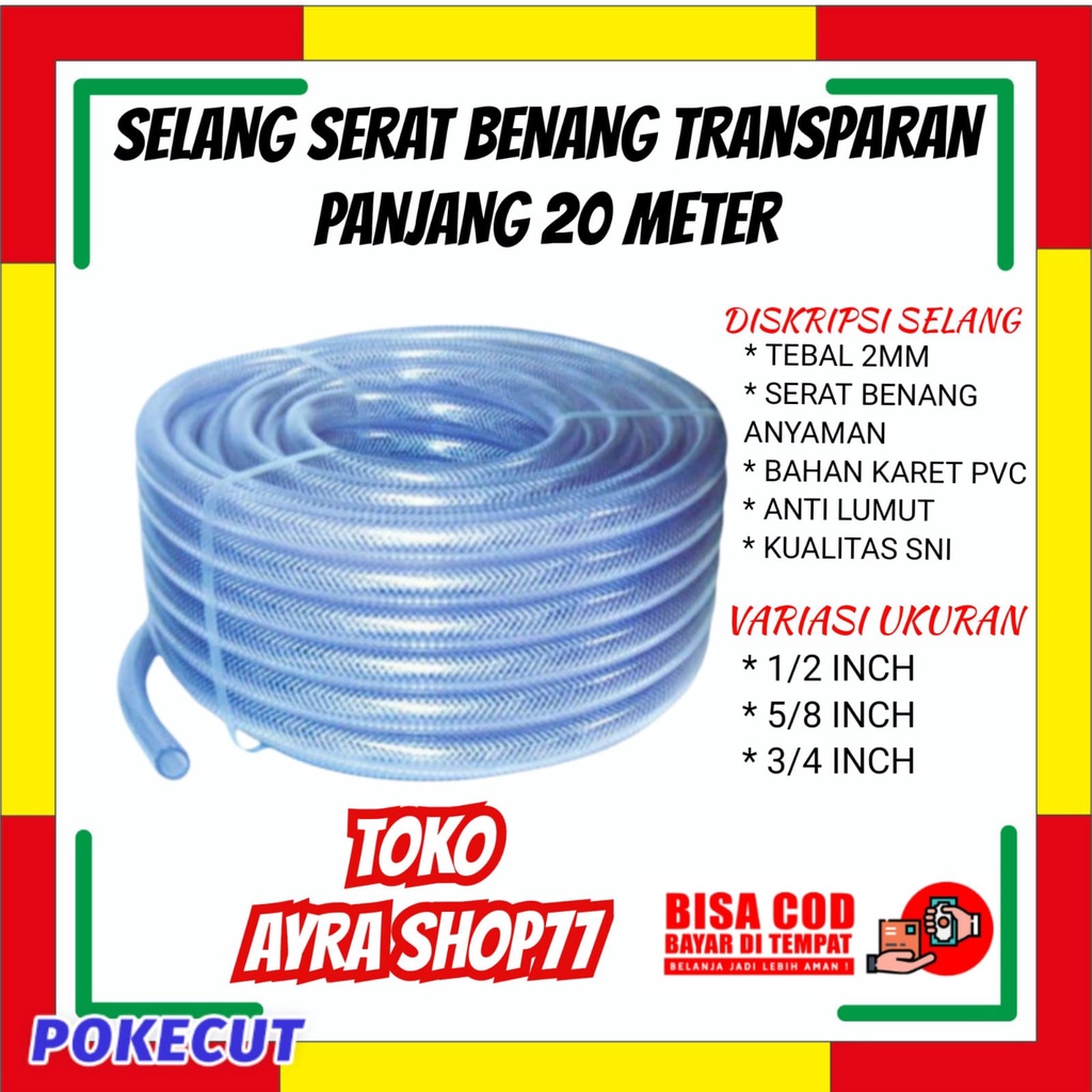 Jual Promo Selang Air Meter Serat Benang Transparan Untuk Cuci Motor