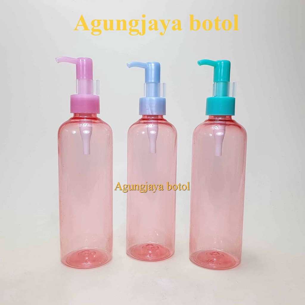 Jual Botol Pet 250 Ml BR Pink Tutup Pump Lotion Botol Plastik Botol