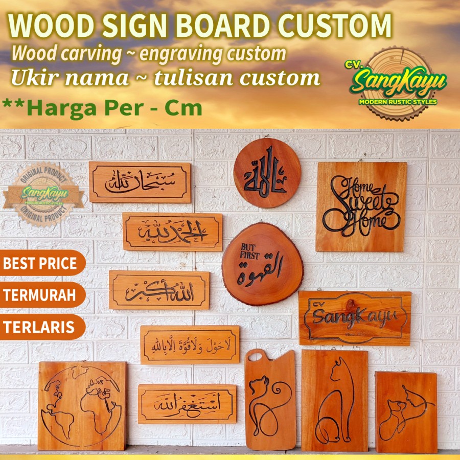 Jual Papan Nama Signage Kayu Ukir Custom Signage Board Sign Custom Logo