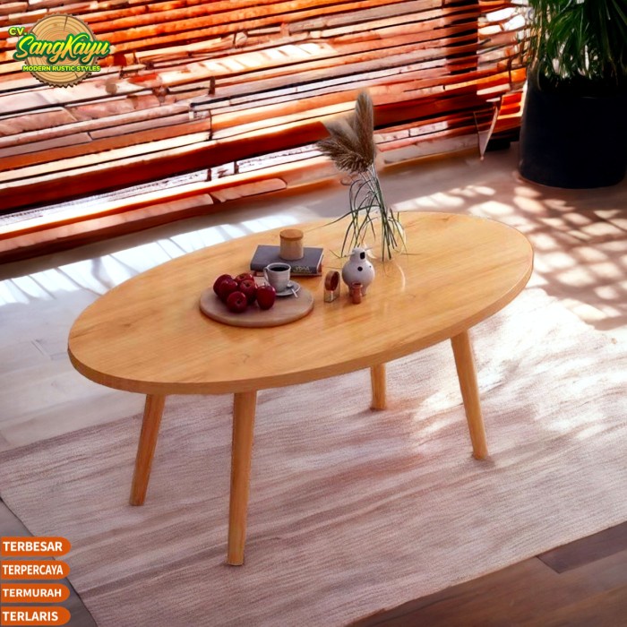 Jual Meja Kayu Oval Meja Tamu Meja Kopi Coffee Table Meja Sofa