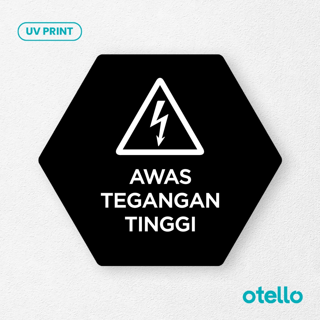 Jual Awas Tegangan Tinggi Signage Board Akrilik Tempel Dinding Papan