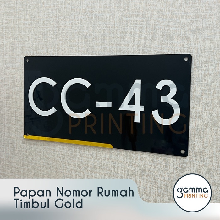 Jual Nomor Rumah Acrylic Timbul Gold Custom Papan Alamat Akrilik