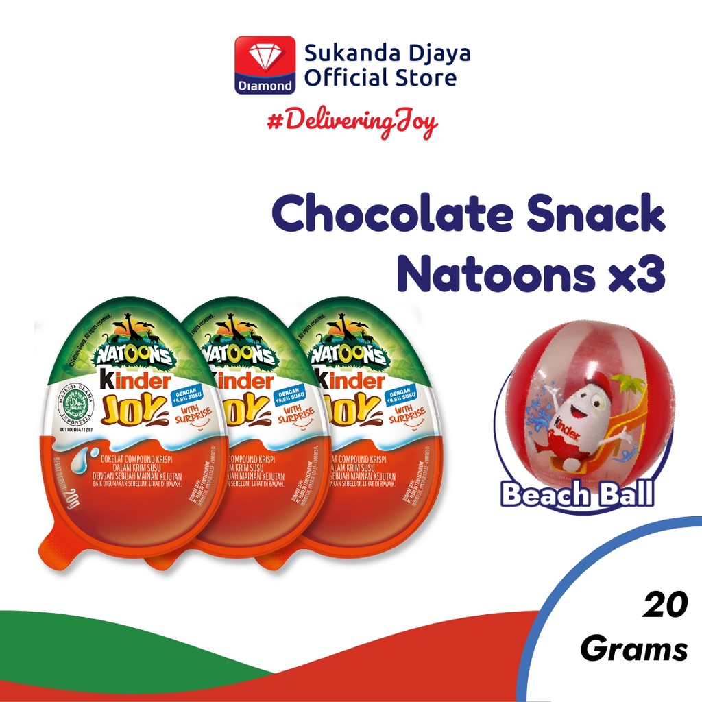 Jual Kinder Joy Natoons Snack Gr Triple Pack Free Beach Ball