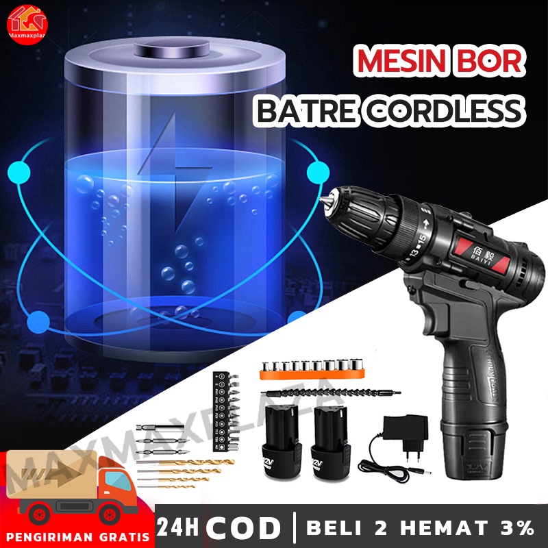 Jual Bor Baterai 12V 2 Speed Mesin Bor Cordless Bor Baterai Bor