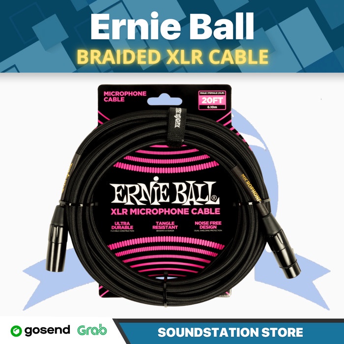 Jual ERNIE BALL Braided XLR Male To Female Microphone Cable Kabel Mic