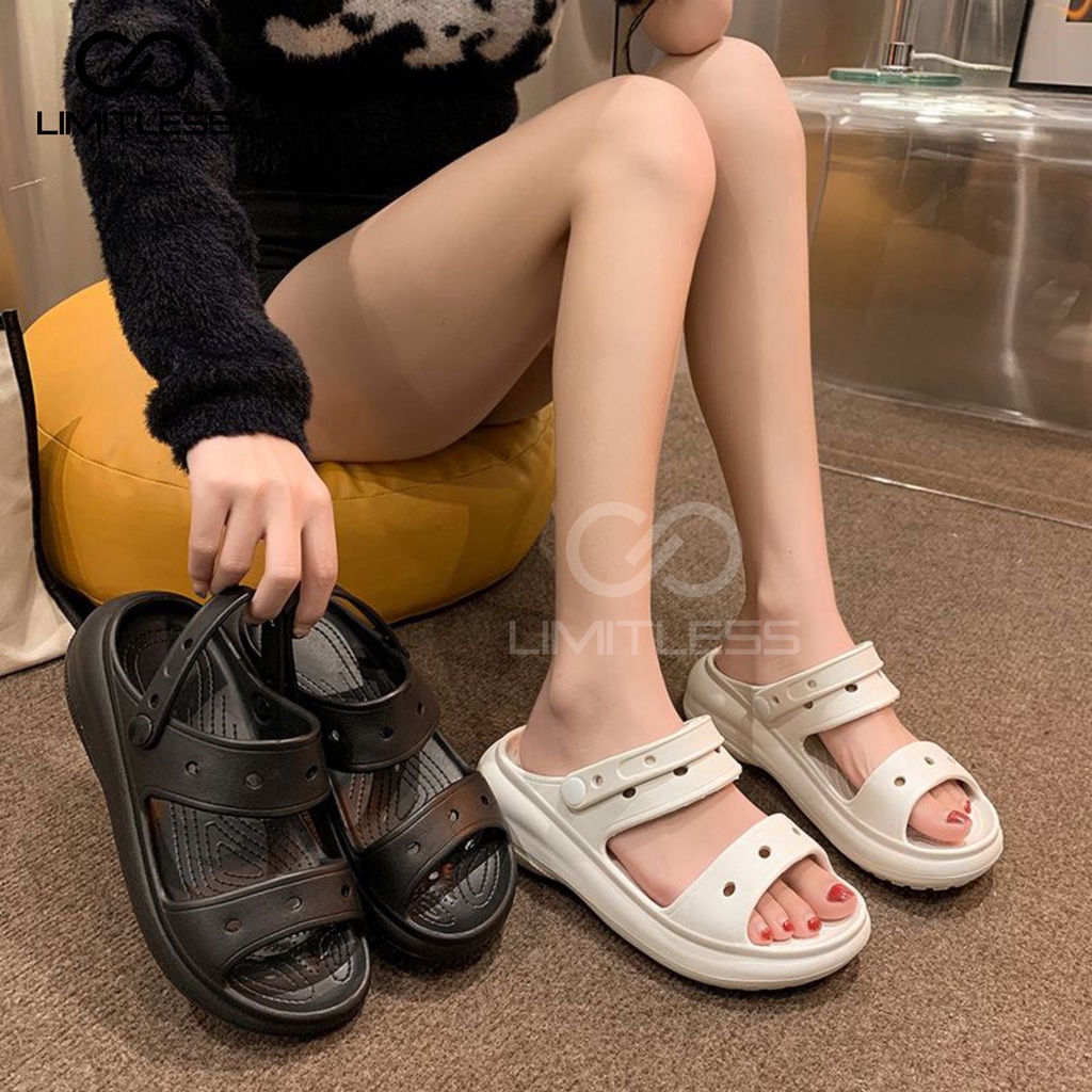 Jual Sandal Wedges Wanita Yoona Sol Tinggi Korean Style Sendal Gunung