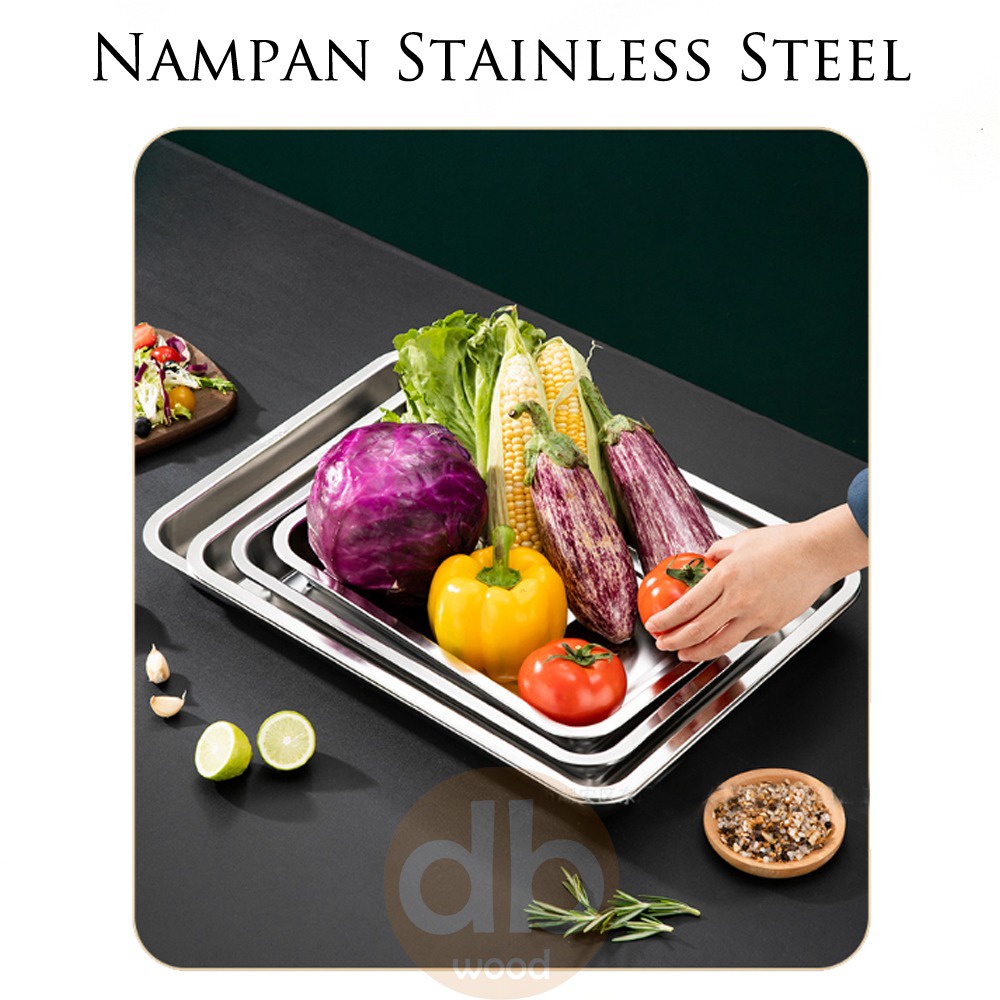 Jual Nampan Stainless Persegi BESAR Nampan Saji Makanan Nampan Baki