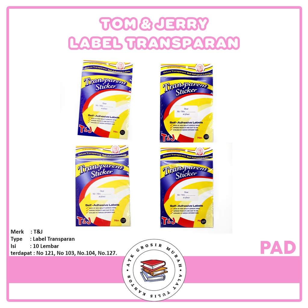 Jual TOM JERRY Label Undangan Transparan TJ Sticker Pad Shopee