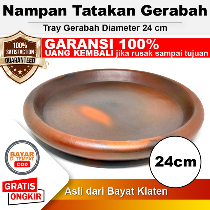 Jual Nampan Tatakan Tray Dulang Gerabah Bulat Cobek Datar Tanah Liat D