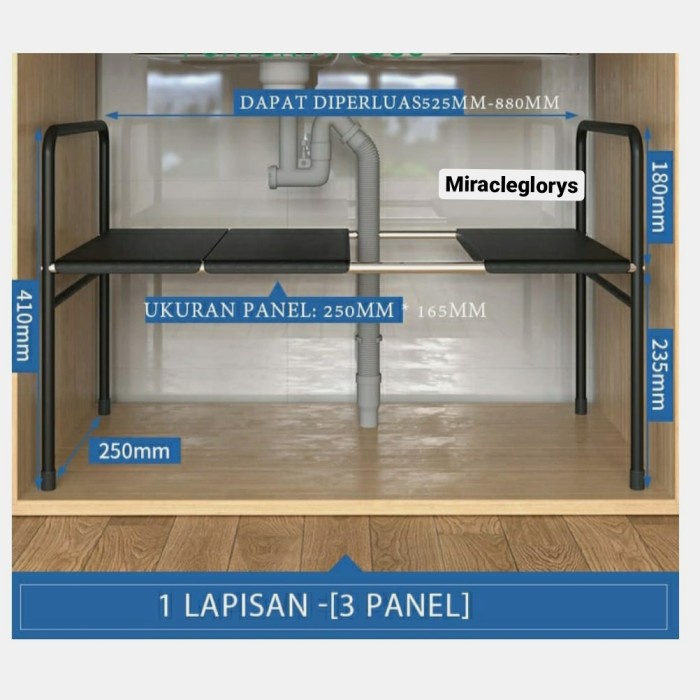 Jual Rak Kolong Wastafel Sisipan Lemari Bawah Kitchen Set Dapur