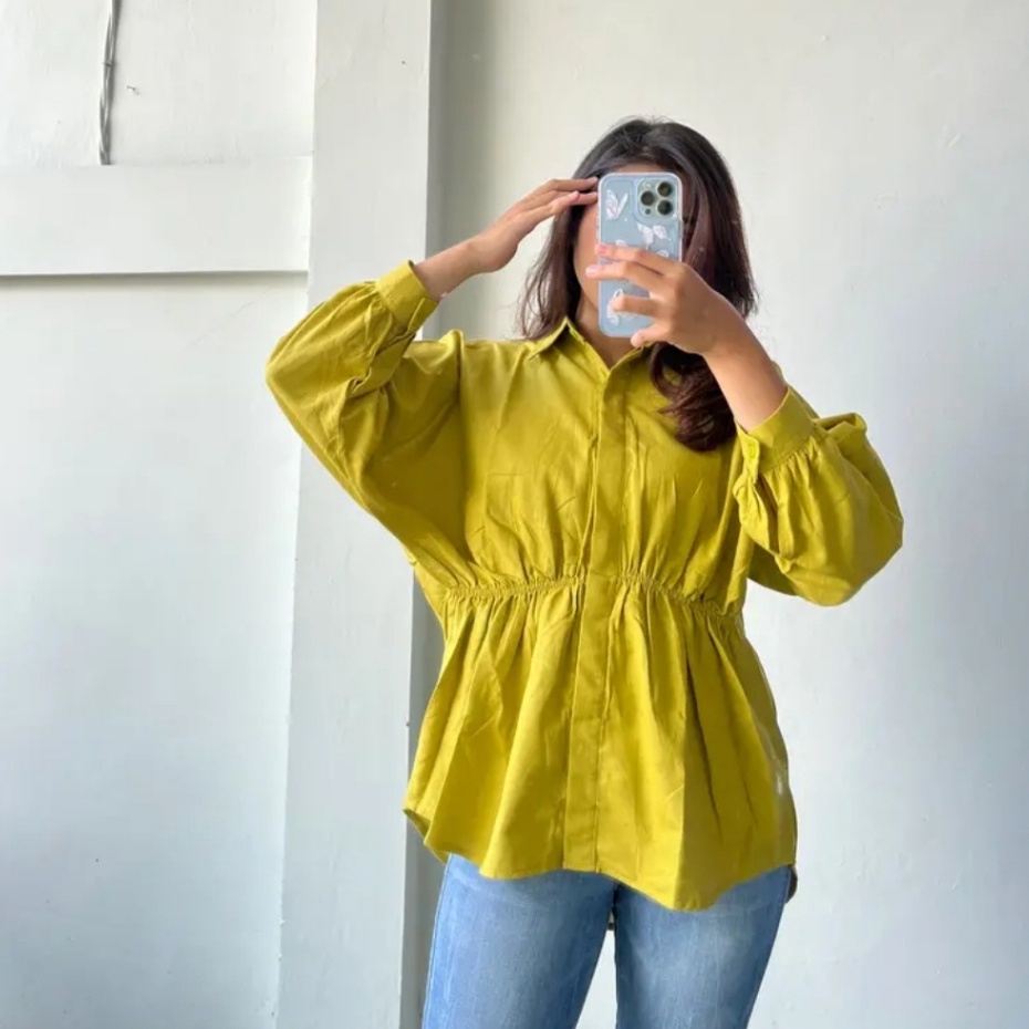 Jual ALYA SHIRT Kemeja Kerut Depan Wanita Atasan Wanita Oversize