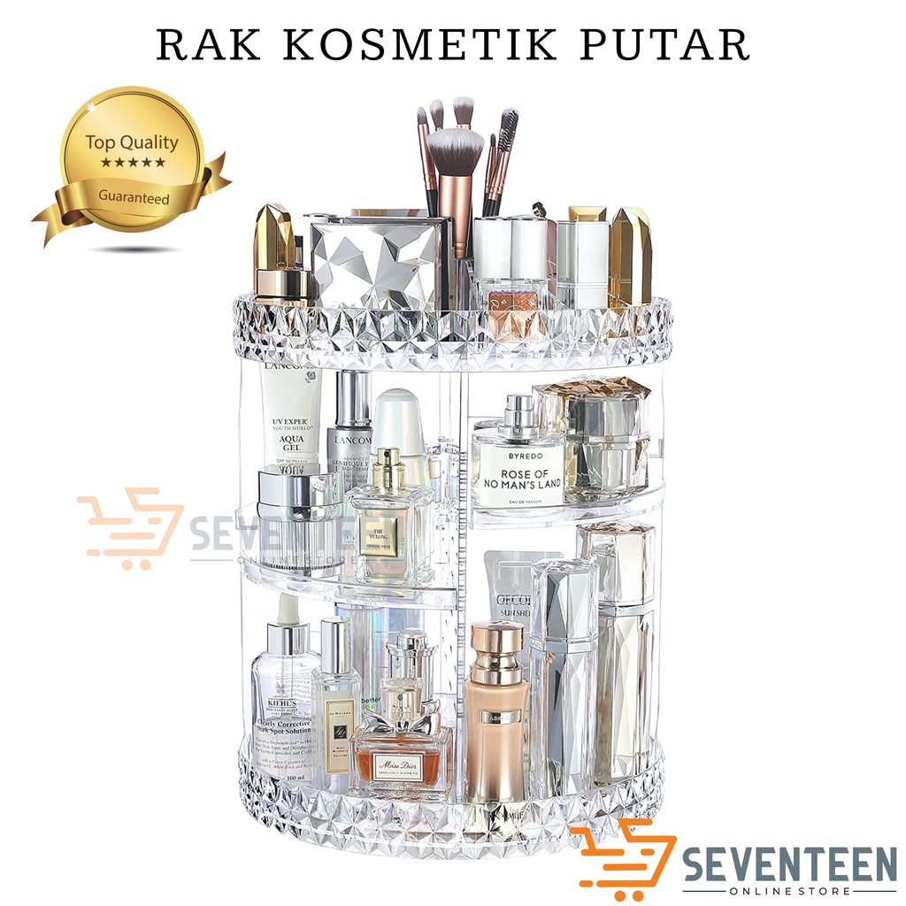 Jual SEVENTEEN RAK KOSMETIK PUTAR 360 DERAJAT TRANSPARAN AKRYLIC