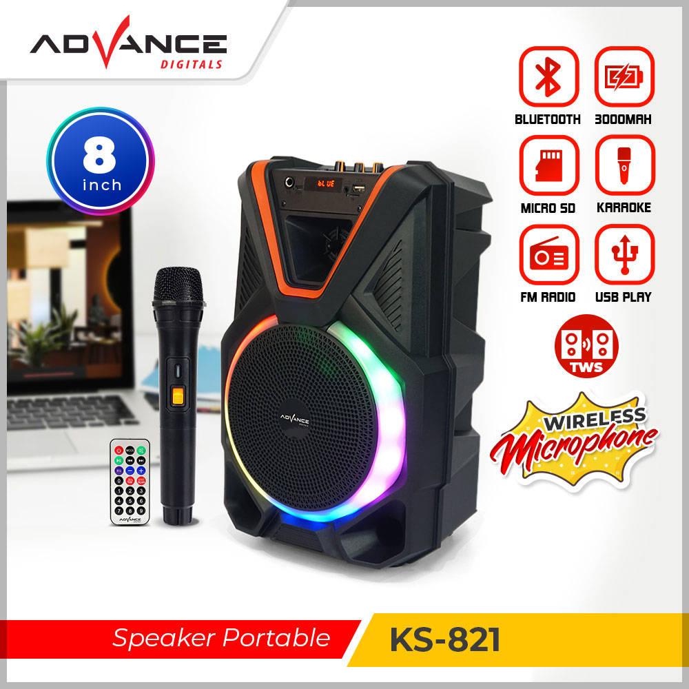 Jual ADVANCE KS 821 Speaker Portable Bluetooth 8 Inch Free 1 Mic