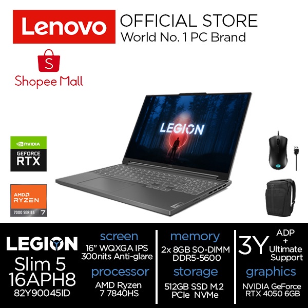 Jual Lenovo Legion Slim 5 16APH8 45ID Ryzen 7 7840HS 16GB 512GB RTX4050