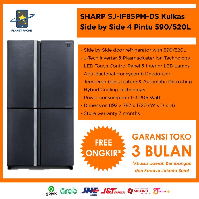 Jual Sharp Sj If Pm Ds Kulkas Pintu Side By Side Liter