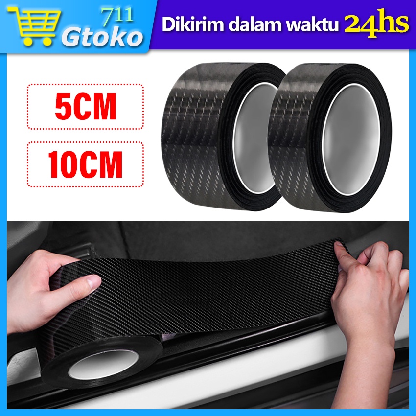 Jual Stiker Karbon Hitam 3D Nano Tape Carbon Pelindung Pintu Sill Plate