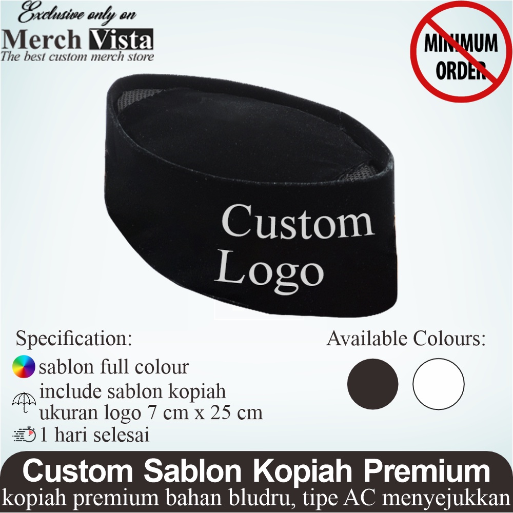 Jual Peci Kopiah Custom Sablon Logo Kualitas Premium Bahan Bludru