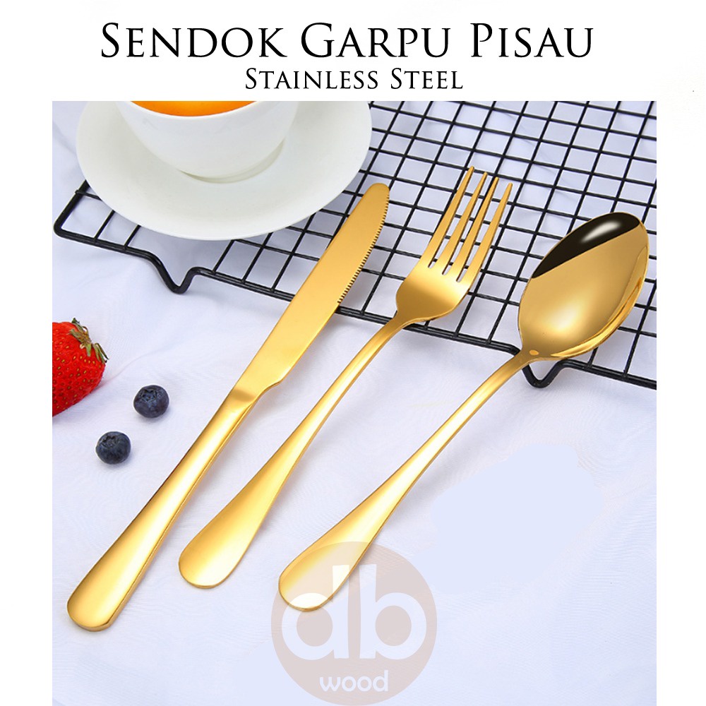 Jual Pisau Makan Stainless Gold Pisau Steak Table Knife Shopee