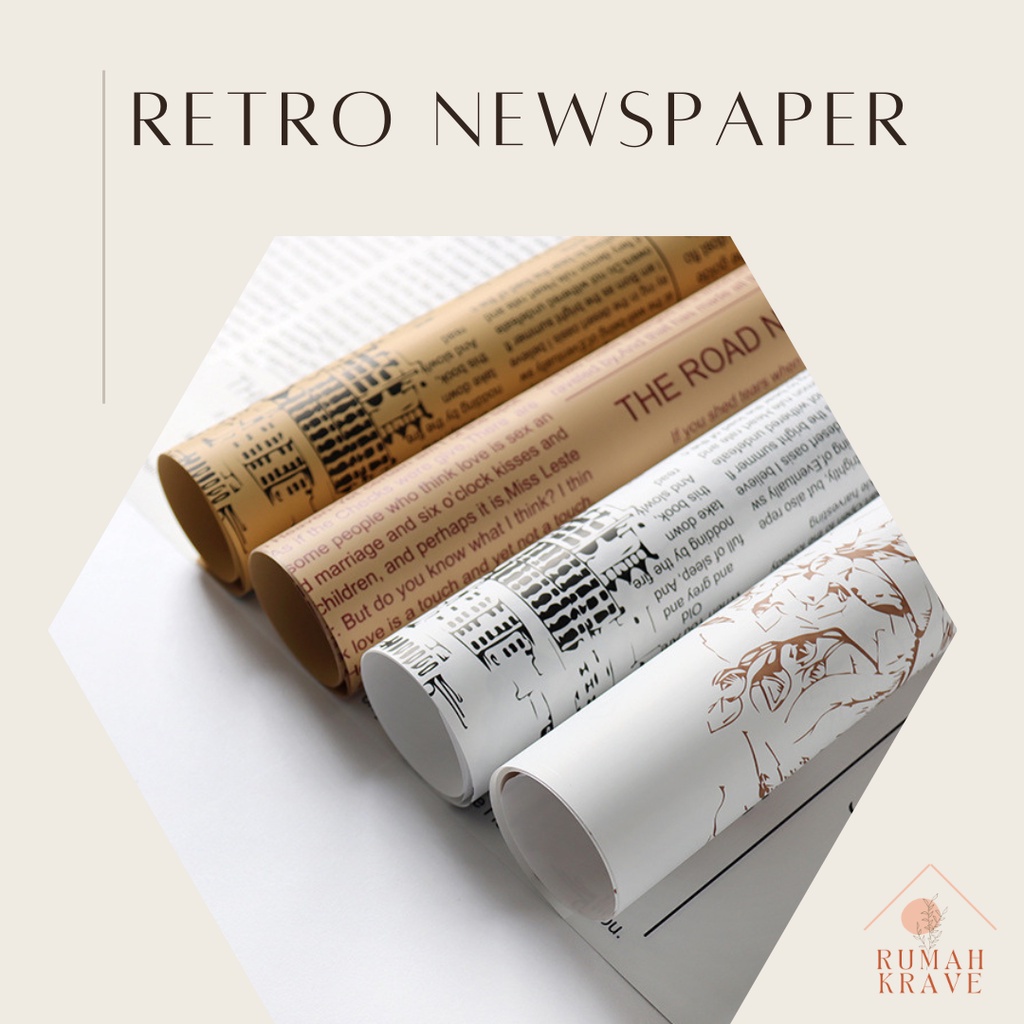 Jual Rumah Krave Retro Newspaper Wrapping Paper Kertas Buket Kado