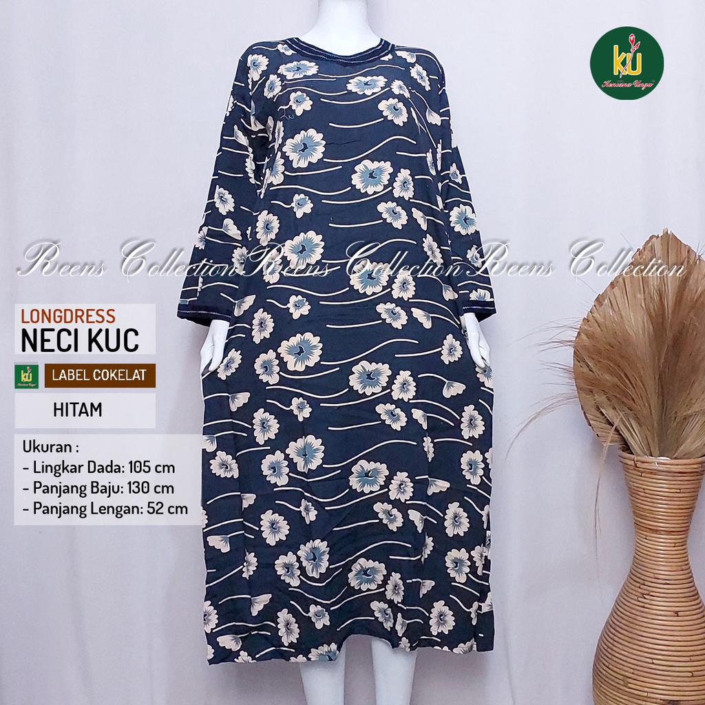 Jual Longdress Neci Kencana Ungu Label Cokelat Daster Panjang Lengan