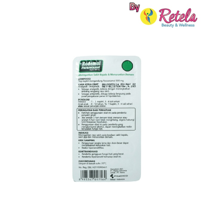 Jual RODEMOL PARACETAMOL 500MG 1 STRIP 10 TABLET Shopee Indonesia